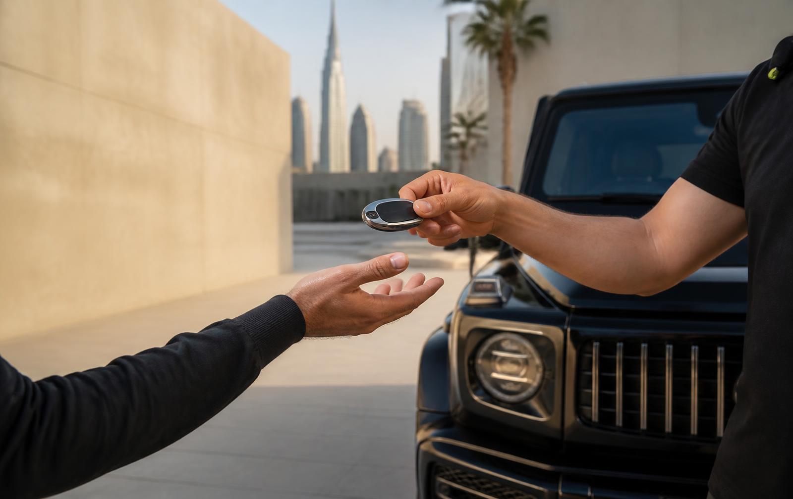 A car key changing hands in Dubai